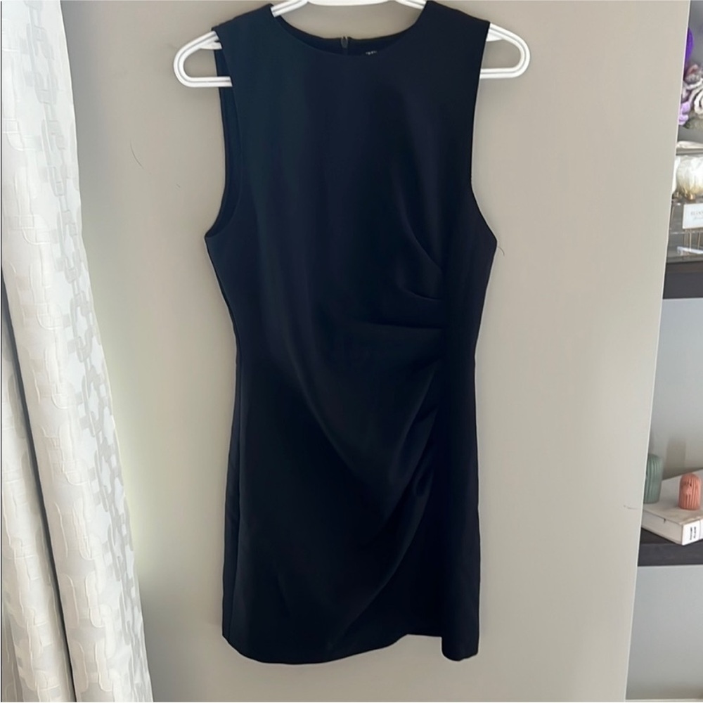 ZARA RUCHED BLACK DRESS